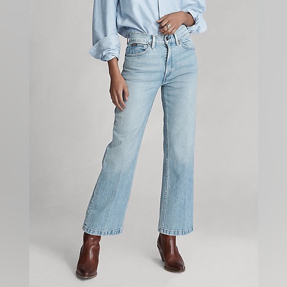 NWT Polo Ralph Lauren Laight Cropped Flare Jean Blue Size 29 - Picture 2 of 13